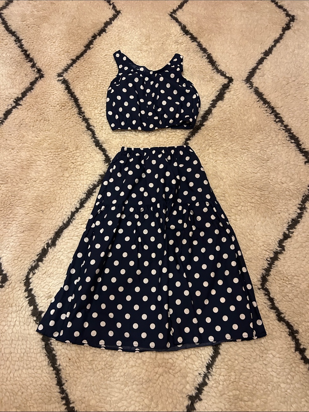 a new day Navy and White Polka Dot Two-Piece Dress Set